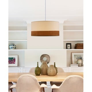 Bijela viseća svjetiljka s tekstilnim sjenilom/sa sjenilom od furnira ø 30 cm Bianco – Candellux Lighting