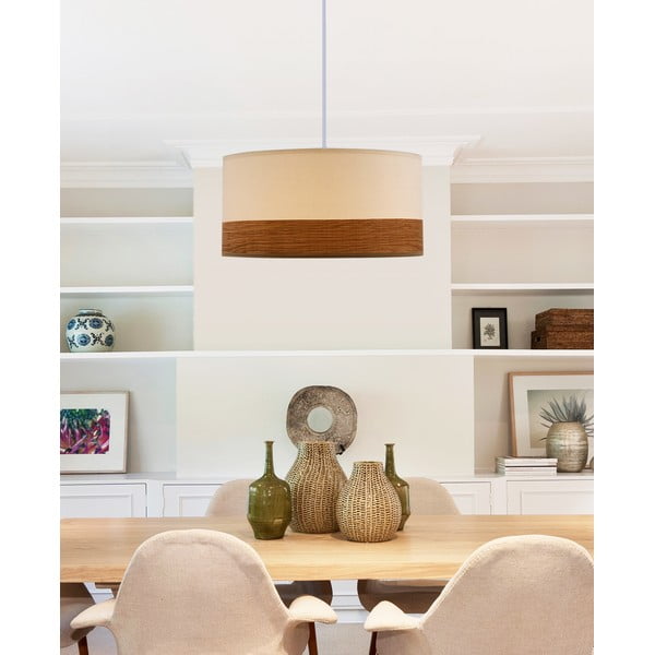 Bijela viseća svjetiljka s tekstilnim sjenilom/sa sjenilom od furnira ø 30 cm Bianco – Candellux Lighting-image-1