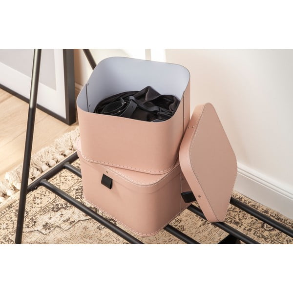 Ružičaste kartonske kutije za pohranu u setu  2 kom s poklopcem 28,5x28,5x19,5 cm Ludvig Paper Laminate – Bigso-image-2