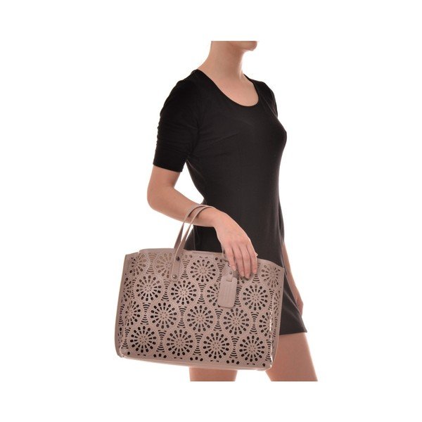 Ružičasto-bež kožna torbica Mangotti Bags Lulia-image-3