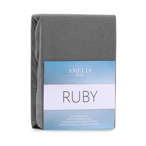 Tamno siva plahta s gumom od frotira 220x200 cm Ruby – AmeliaHome-image-2