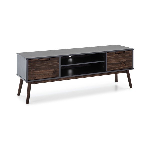 Antracit/tamno smeđa TV komoda od borovine 140x52,5 cm Nussa - Marckeric-image-3
