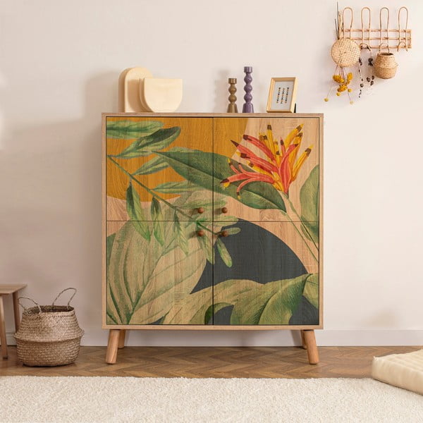 Ormarić u dekoru hrasta u prirodnoj boji 95x111 cm Multilux – Kalune Design-image-1