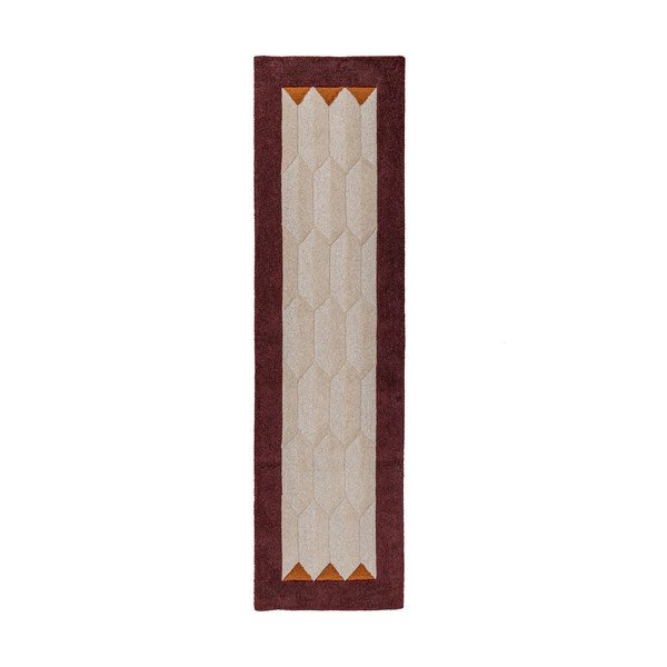 Bordo/u prirodnoj boji ručno rađena vunena staza 60x230 cm Apex Border Wool – Flair Rugs