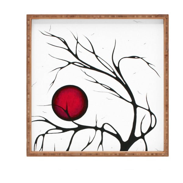 Drveni ukrasni pladanj za posluživanje Red Moon, 40 x 40 cm