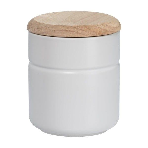 Bijela porculanska staklenka s drvenim poklopcem Maxwell & Williams Tint, 600 ml