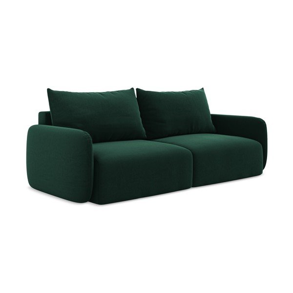 Tamno zelena baršunasti sklopiva/s prostorom za odlaganje sofa 238 cm Kalena – Makamii-image-2