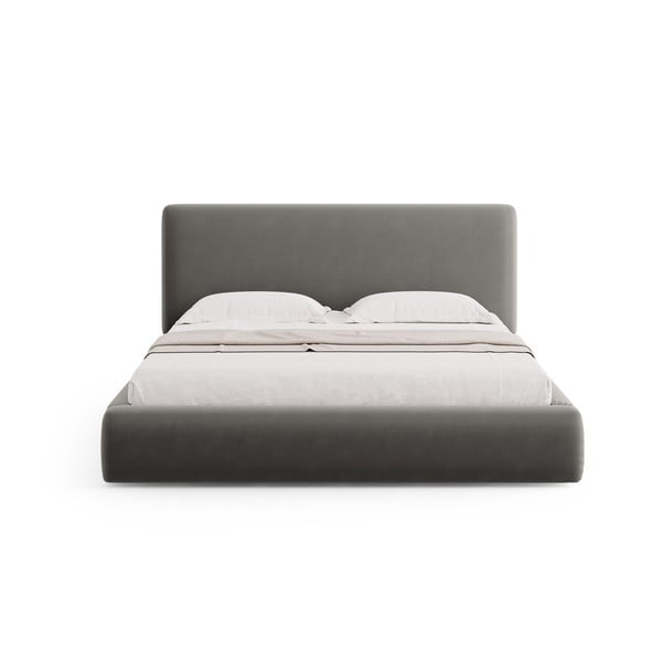 Sivi tapecirani bračni krevet s prostorom za pohranu s podnicom 160x200 cm Colonel – Cosmopolitan Design-image-3