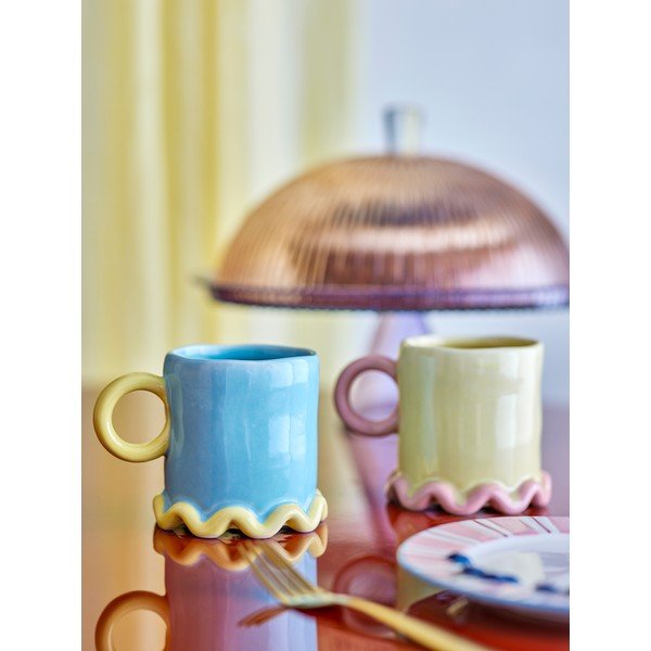 Svijetlo žute/svijetlo plave keramičke šalice u setu 2 kom 350 ml Polly – Bloomingville-image-1