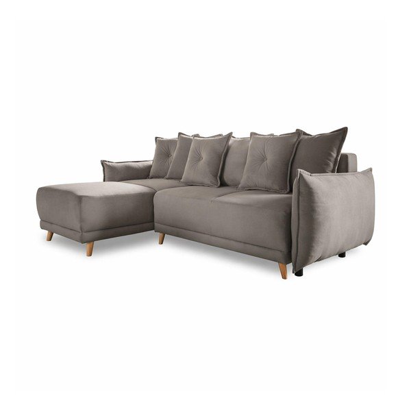 Svjetlo smeđa sklopiva kutna garnitura od samta (promjenjiva) Lazy Lukka – Miuform