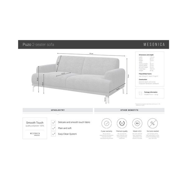 Antracit siva trosjeda MESONICA Puzo, 170 cm-image-4