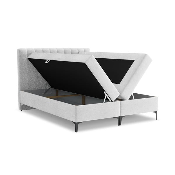 Boxspring krevet s prostorom za odlaganje 160x200 cm u srebrnoj boji Puhala – Makamii-image-1