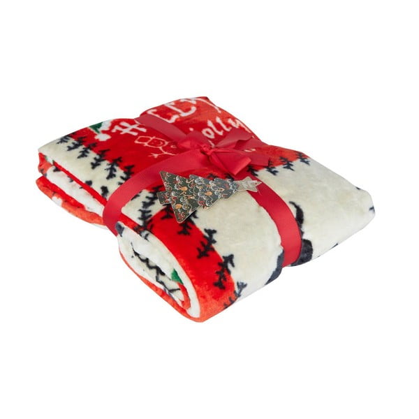 Crvena deka s božićnim motivom od mikropliša 100x170 cm – Mila Home-image-1