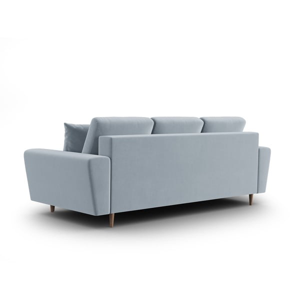 Svijetlo plava baršunasti sklopiva/s prostorom za odlaganje sofa 235 cm Kyoto – Cosmopolitan Design-image-3