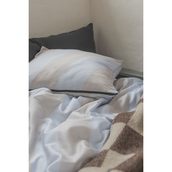 Svijetlo siva/bež posteljina za krevet za jednu osobu od pamučnog satena 140x200 cm Diagonal – Mette Ditmer Denmark-image-3