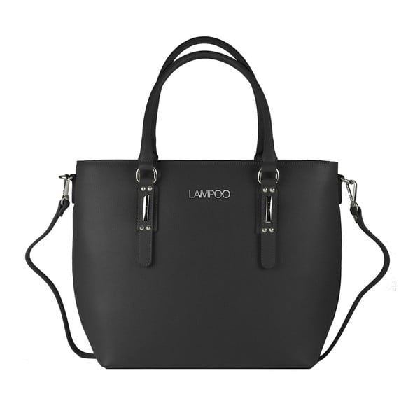 Crna kožna torbica Lampoo Baso