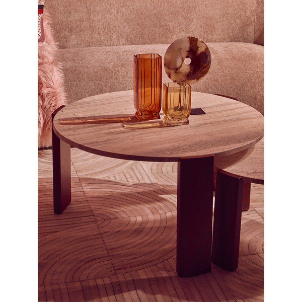 Smeđi/u svijetloj prirodnoj boji okrugao stolić za kavu s mramornom pločom ø 60 cm Palermo – Premier Housewares-image-3