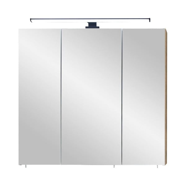 Smeđi viseći kupaonski ormarić s ogledalom 75x70 cm Set 374 - Pelipal