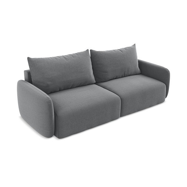 Siva baršunasti sklopiva/s prostorom za odlaganje sofa 238 cm Kalena – Makamii-image-3
