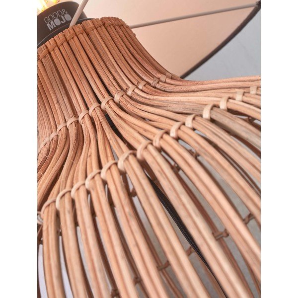 Tamno siva/u prirodnoj boji stolna lampa s tekstilnim sjenilom (visina 60 cm) Kalahari – Good&Mojo-image-3