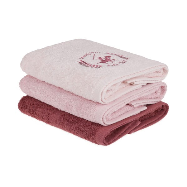 Set od 3 roza ručnika, 90 x 50 cm