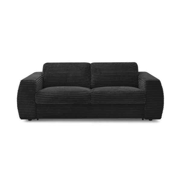 Crna sofa za spavanje/sklopiva od samta 240 cm Hugo – Bobochic Paris