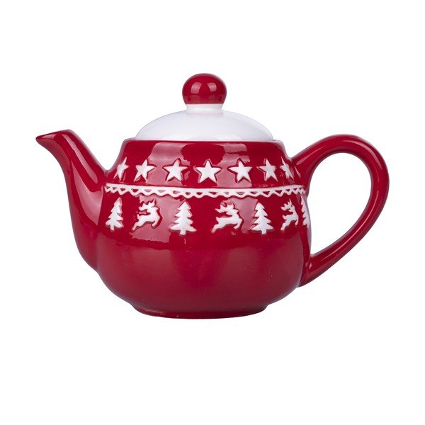 Crveno-bijeli božićni keramički čajnik 520 ml Xmas - VDE Tivoli 1996-image-2