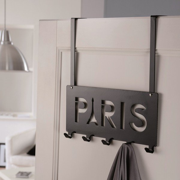 Crna metalna vješalica za vrata 30 cm Paris – Compactor-image-1