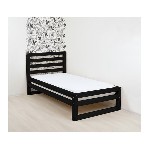 Crni drveni krevet za jednu osobu Benlemi DeLuxe, 200 x 80 cm