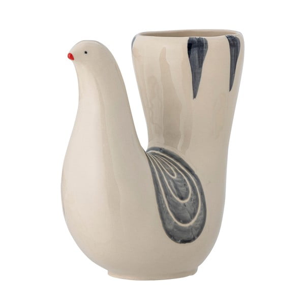 Krem ručno oslikana vaza od kamenine (visina 19 cm) Trudy – Bloomingville-image-2