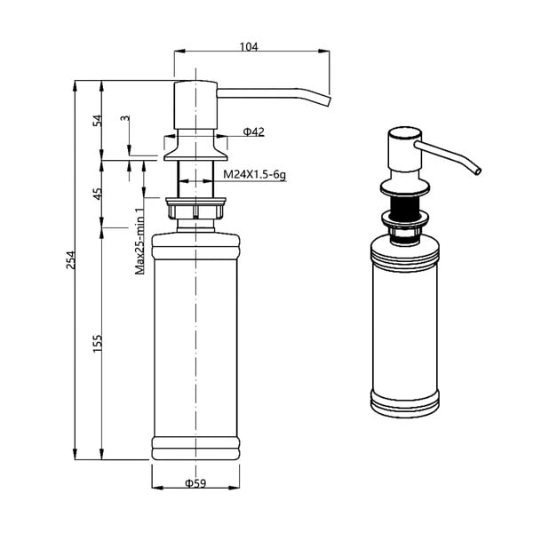 Mat crni plastičan dozator sapuna 350 ml – Sapho-image-2