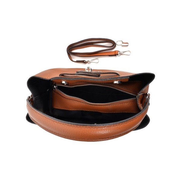 Konjak smeđa kožna torbica Isabella Rhea Lock Cognac-image-3
