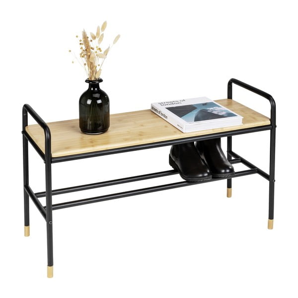 Crni/natur metalni stalak za cipele s klupom Loft - Wenko-image-2