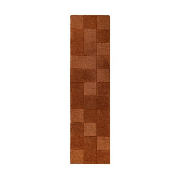 Ručno rađena vunena staza boja terakote 60x230 cm Checkerboard – Flair Rugs
