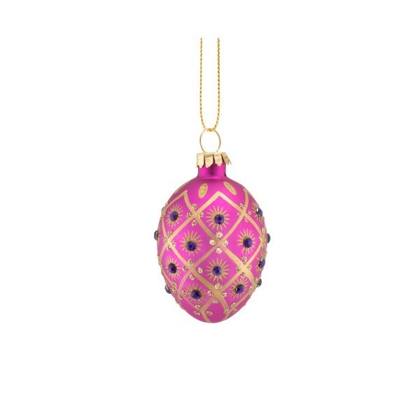 Stakleni božićni ukrasi u setu 4 kom 4 cm Diamante Oval – Sass & Belle-image-1