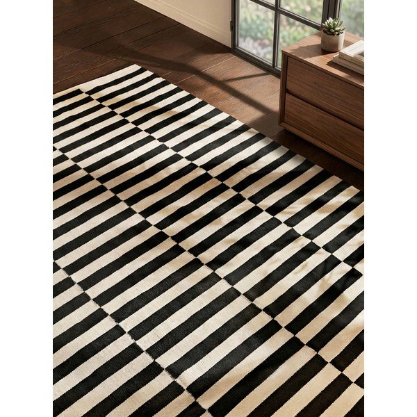 Crno-bijeli obostrani/ručno rađen vuneni tepih 200x300 cm Donna – Hanse Home-image-3