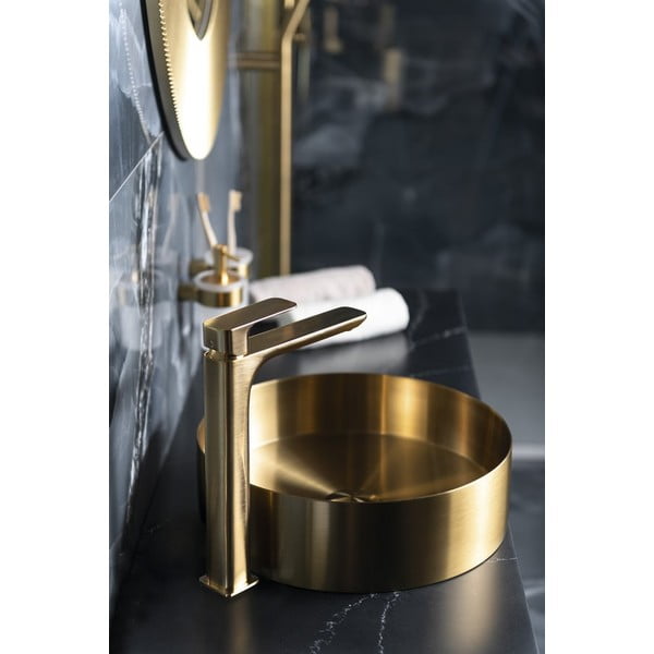 Stojeća slavina za umivaonik u zlatnoj boji Spy – Sapho-image-1