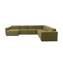 Kaki zelena baršunasta modularna sofa u obliku slova U Scandic Sting, lijevi kut