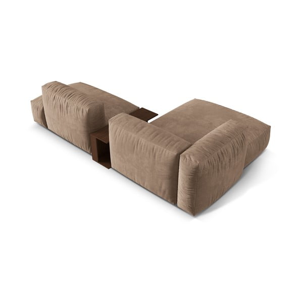 Svjetlo smeđa baršunasti kutna garnitura (s lijevim kutom/s ležaljkom) Martina – Micadoni -image-3