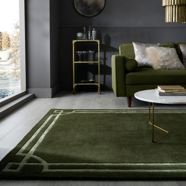 Tamno zeleni ručno rađen vunen tepih 120x170 cm Gatsby – Flair Rugs-image-1