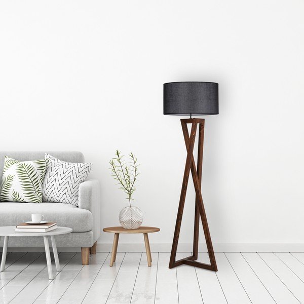 Crna/smeđa stojeća svjetiljka s tekstilnim sjenilom (visina 149 cm) Maçka – Opviq lights-image-2