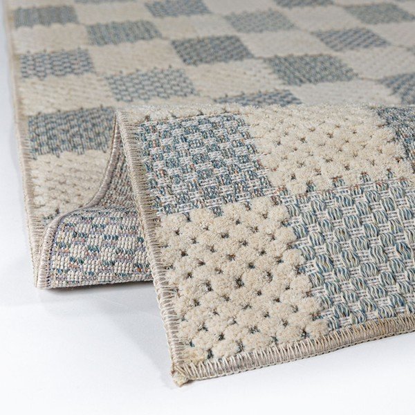 Plava periva staza od mješavine pamuka 80x230 cm Muted Checkerboard – Flair Rugs-image-2