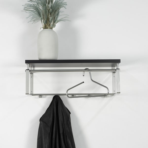 Crna/u srebrnoj boji metalna zidna vješalica s policom 70 cm Rex – Spinder Design-image-1