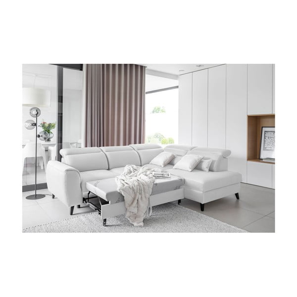 Bijela baršunasti sklopiva/s prostorom za odlaganje kutna garnitura (s desnim kutom/u obliku slova L) Noble – ELTAP-image-4