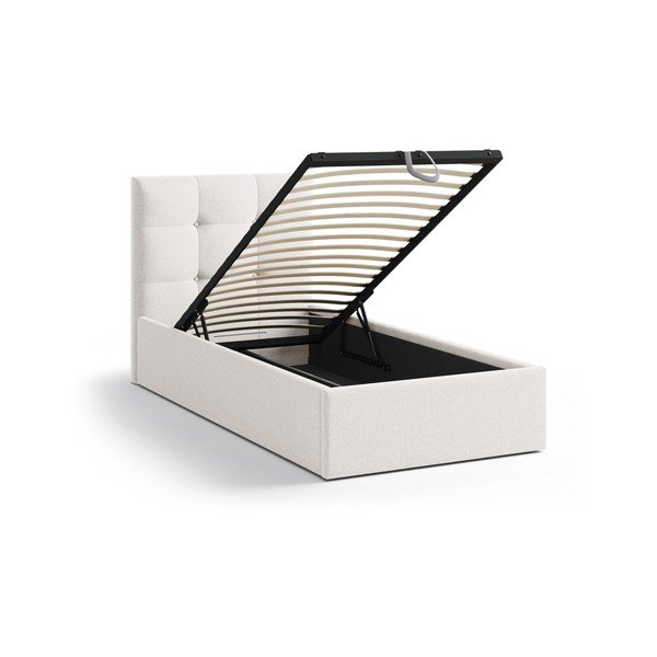 Krem tapecirani krevet s prostorom za odlaganje s podnicom 90x200 cm Phaedra – Micadoni -image-1