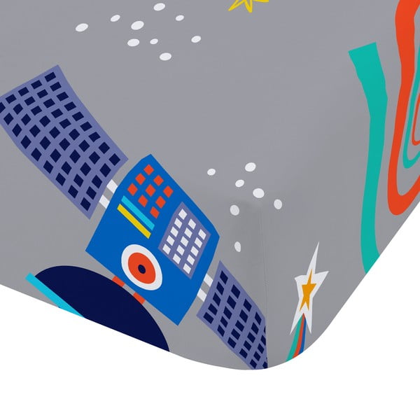 Siva dječja plahta s gumom za bračni krevet 135x190 cm Lost In Space – Catherine Lansfield