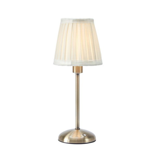 Krem/mjedena tekstilna LED stolna lampa s mogućnosti zatamnjivanja/prijenosna (visina 35 cm) Anno – Markslöjd