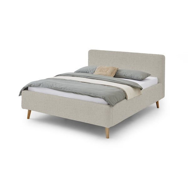 Bež tapecirani bračni krevet s prostorom za odlaganje s podnicom 160x200 cm Mattis - Meise Möbel