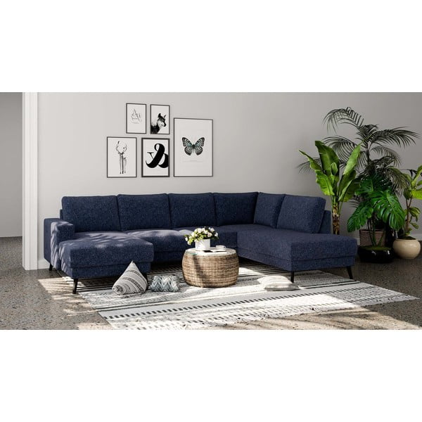 Tamno plava kutna garnitura (s desnim kutom) Fynn – Ghado-image-1