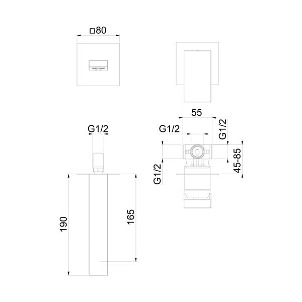 Mat crna ugrađena slavina za umivaonik (s 1 izlazom) Latus – Sapho-image-4